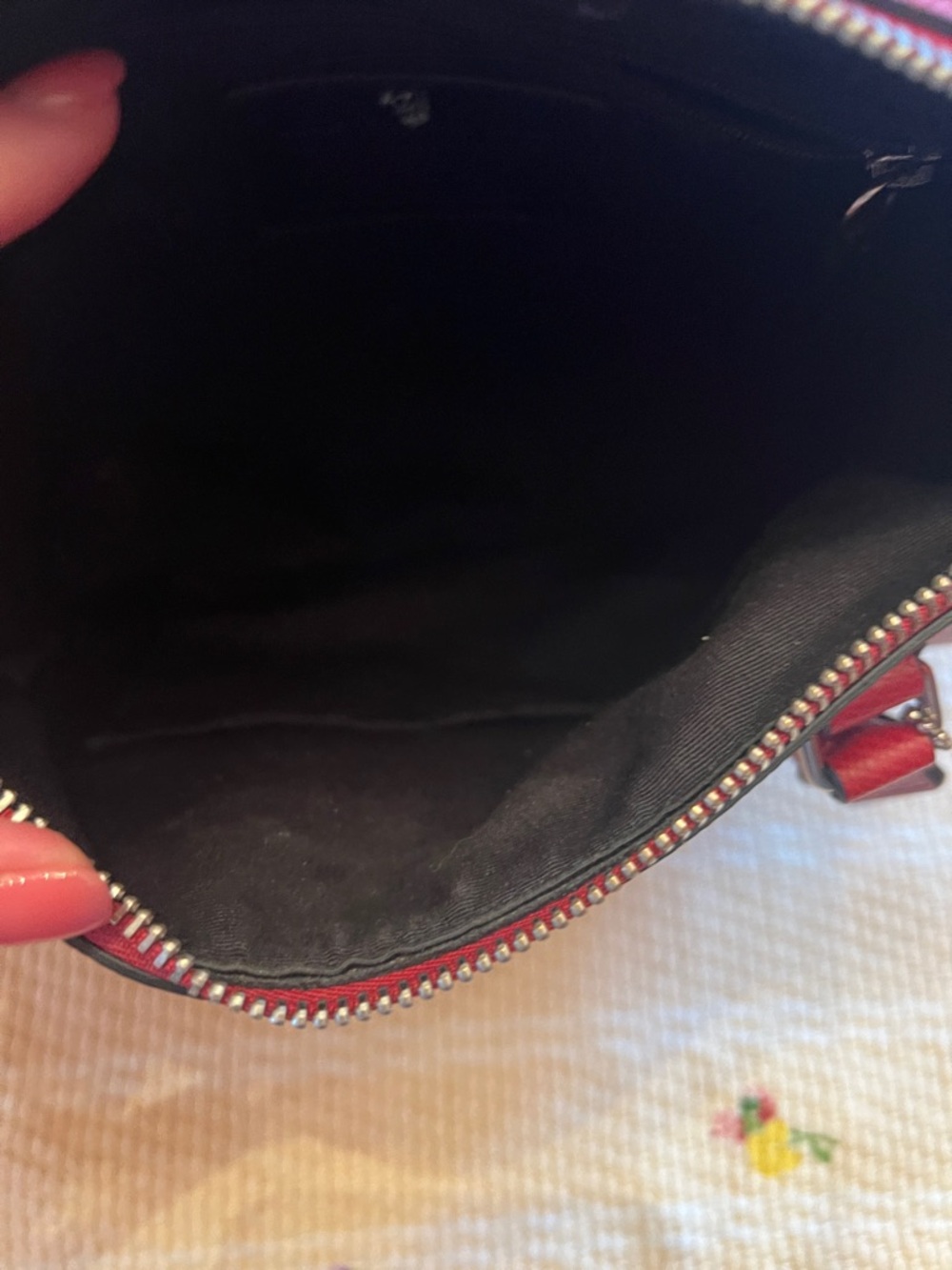 Coach Red Leather Satchel with Snoopy Sketch - Picture 3 of 8